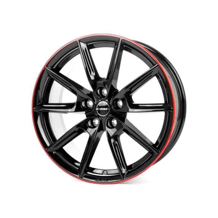 Disponibil imediat Jante aliaj BORBET LX18 BLACK GLOSSY RIM RED 8X18 5X112 CB:57.1 ET:44
