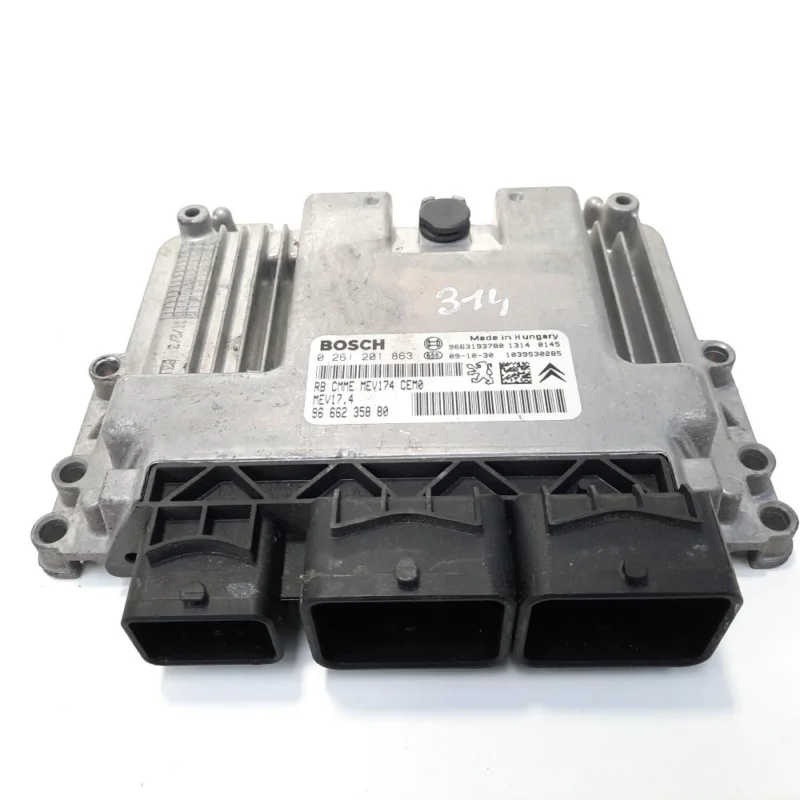 Calculator motor, cod 9663193780, 0261201863, Peugeot Partner (I), 1.6 benz, NFU (idi:550061) Noutate