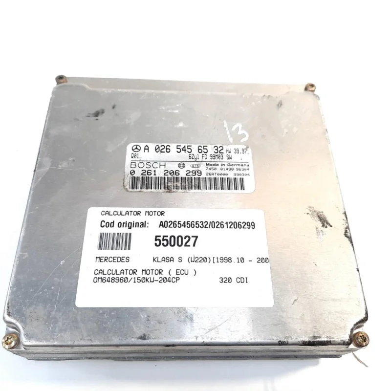 Reducere specială Calculator motor, cod A0265456532, 0261206299, Mercedes Clasa S (W220) 320 CDI, OM648960 (id:550027)