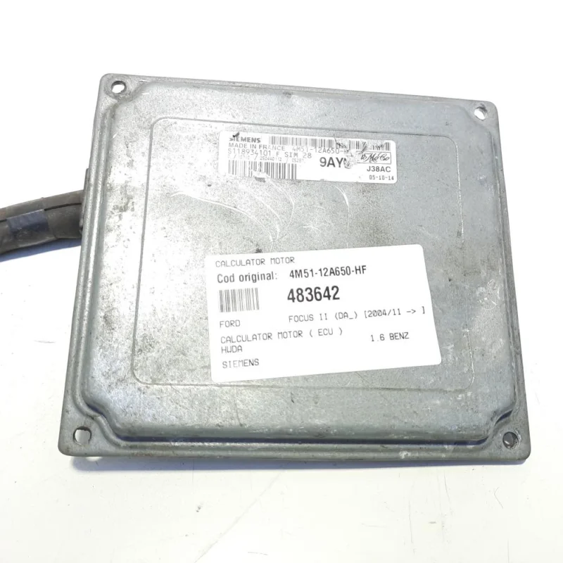 Ofertă limitată Calculator motor Siemens, cod 4M51-12A650-HF, Ford Focus 2 (DA) 1.6 benz, HWDA (id:483642)