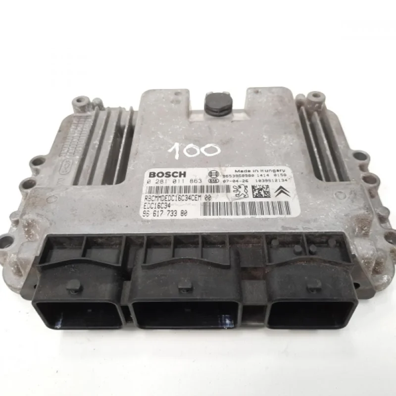 Calculator motor ECU, cod 9661773380, 0281011863, Peugeot 307 SW, 1.6 HDI, 9HX (id:408281) Plată securizată